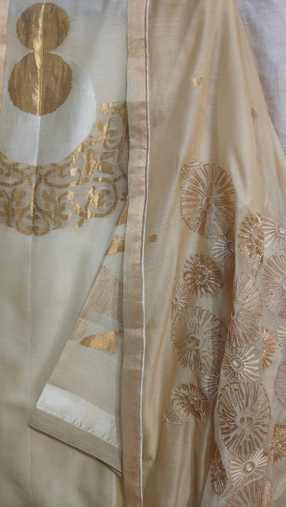 Semi Stitched Formal chanderi Suitset