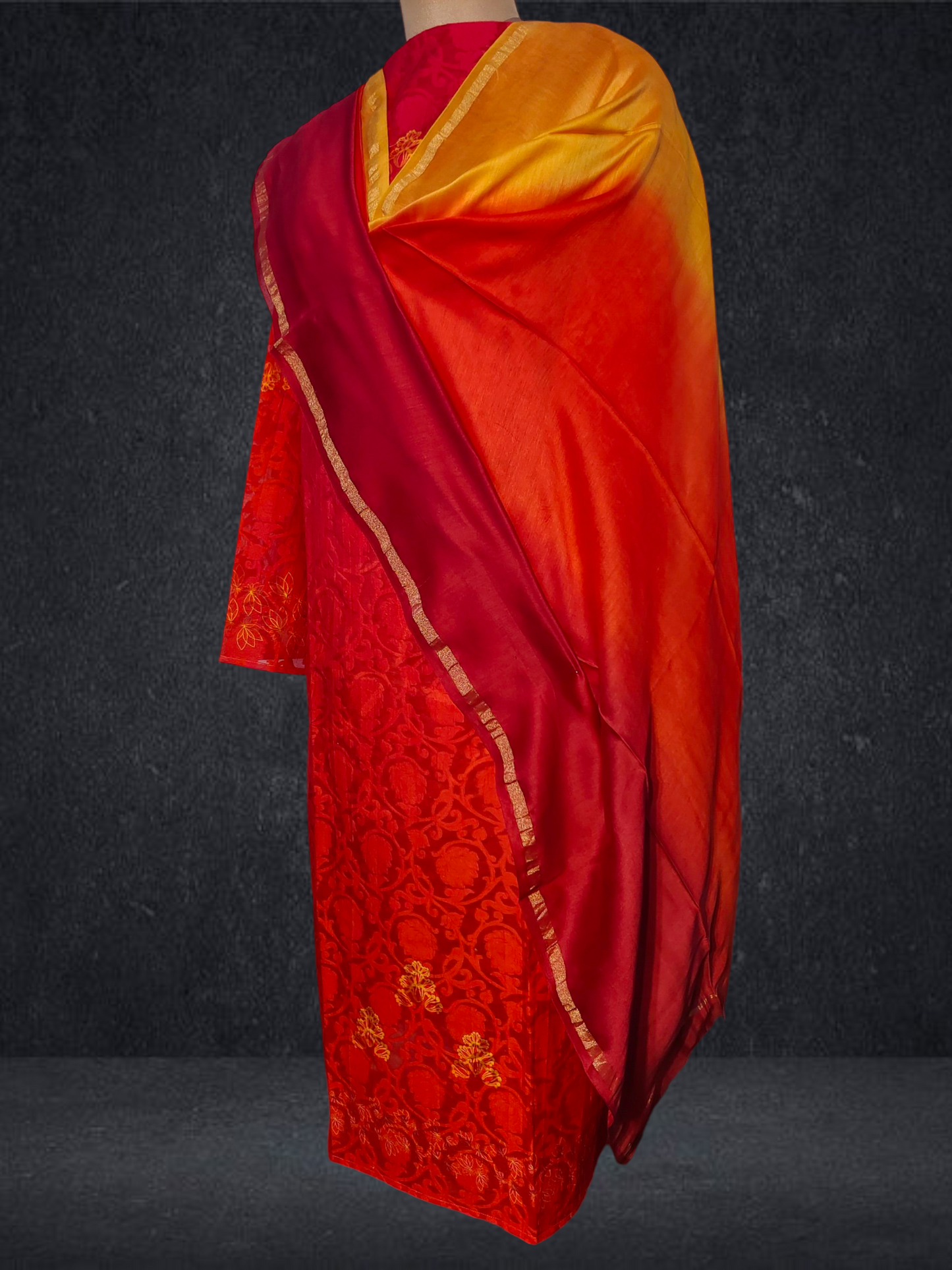 Semi Stitched Chanderi Casual Suitset