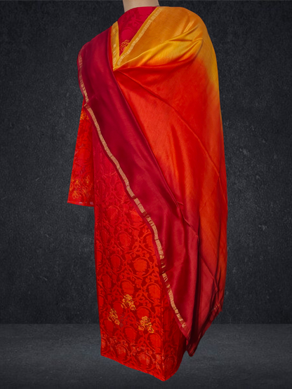 Semi Stitched Chanderi Casual Suitset