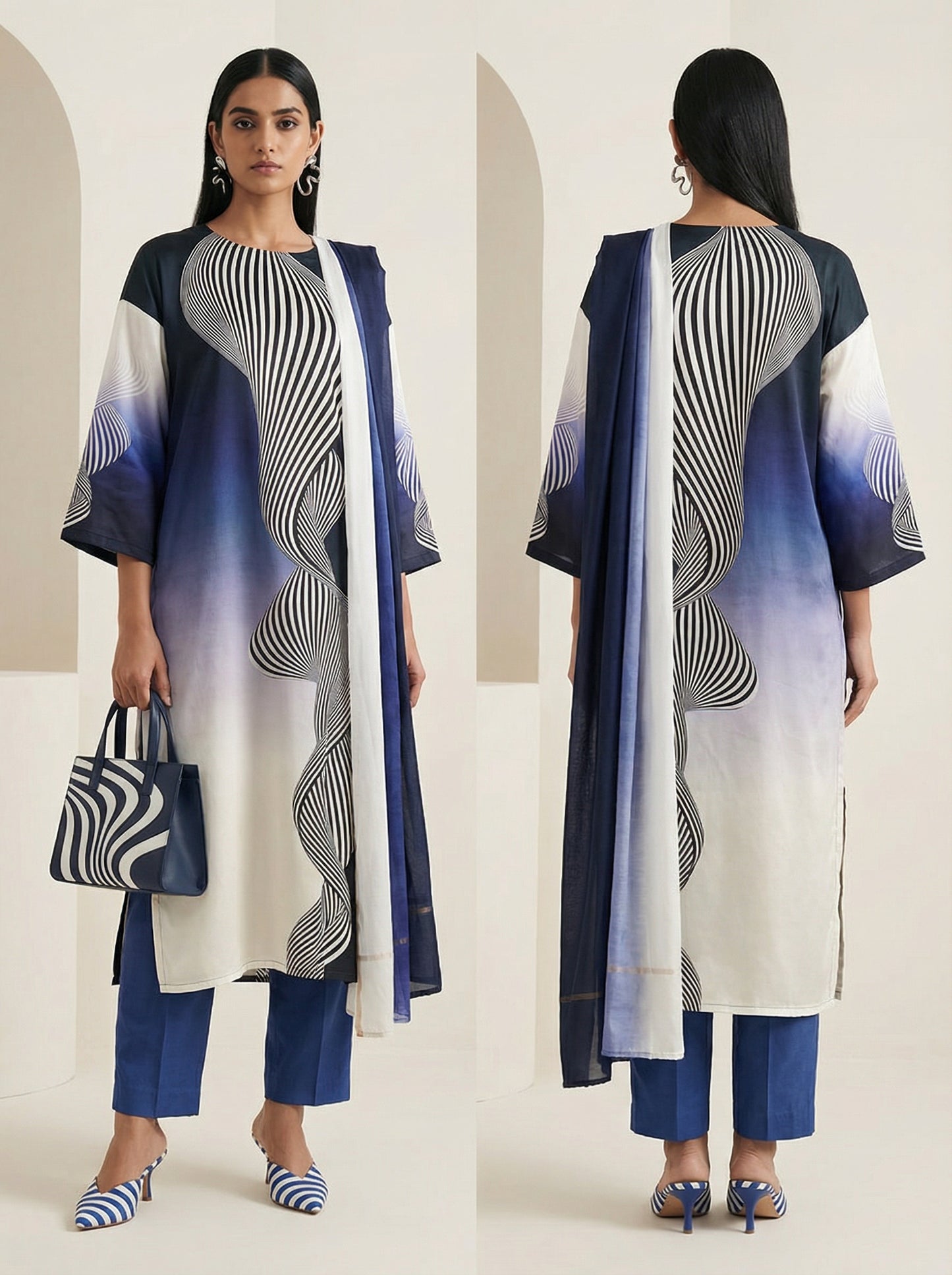 Semi Stitched Cotton satin Casual Suitset