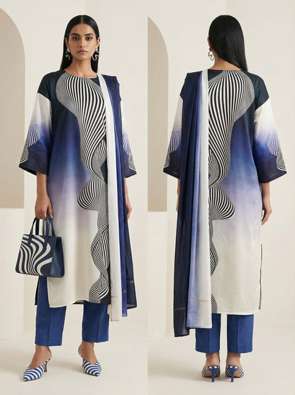 Semi Stitched Cotton satin Casual Suitset