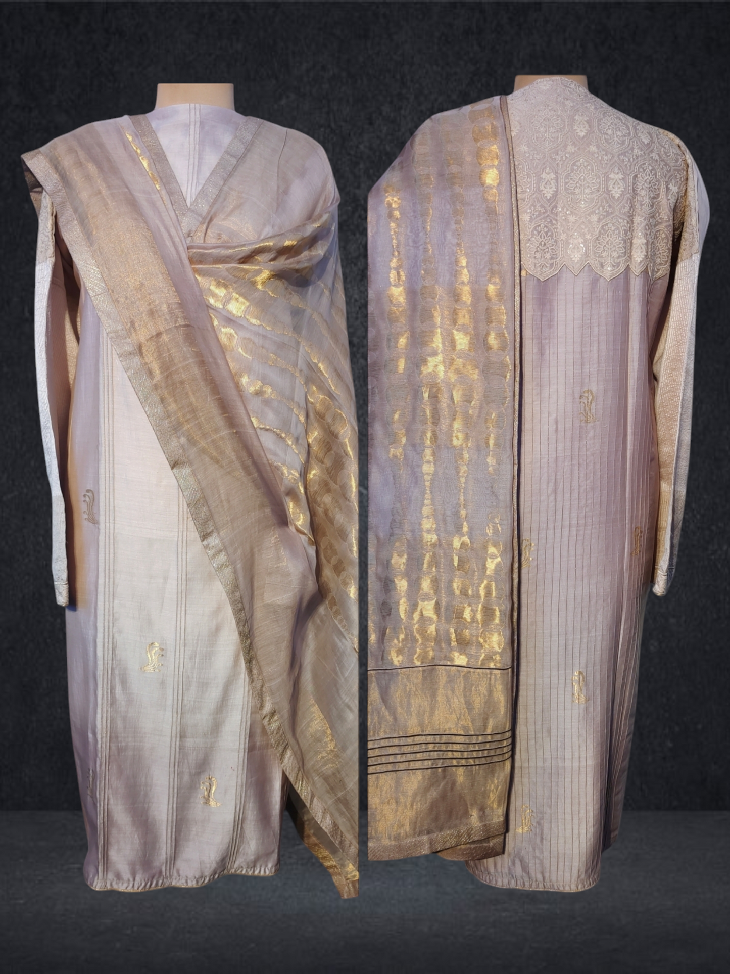 Semi Stitched Chanderi Formal Suitset