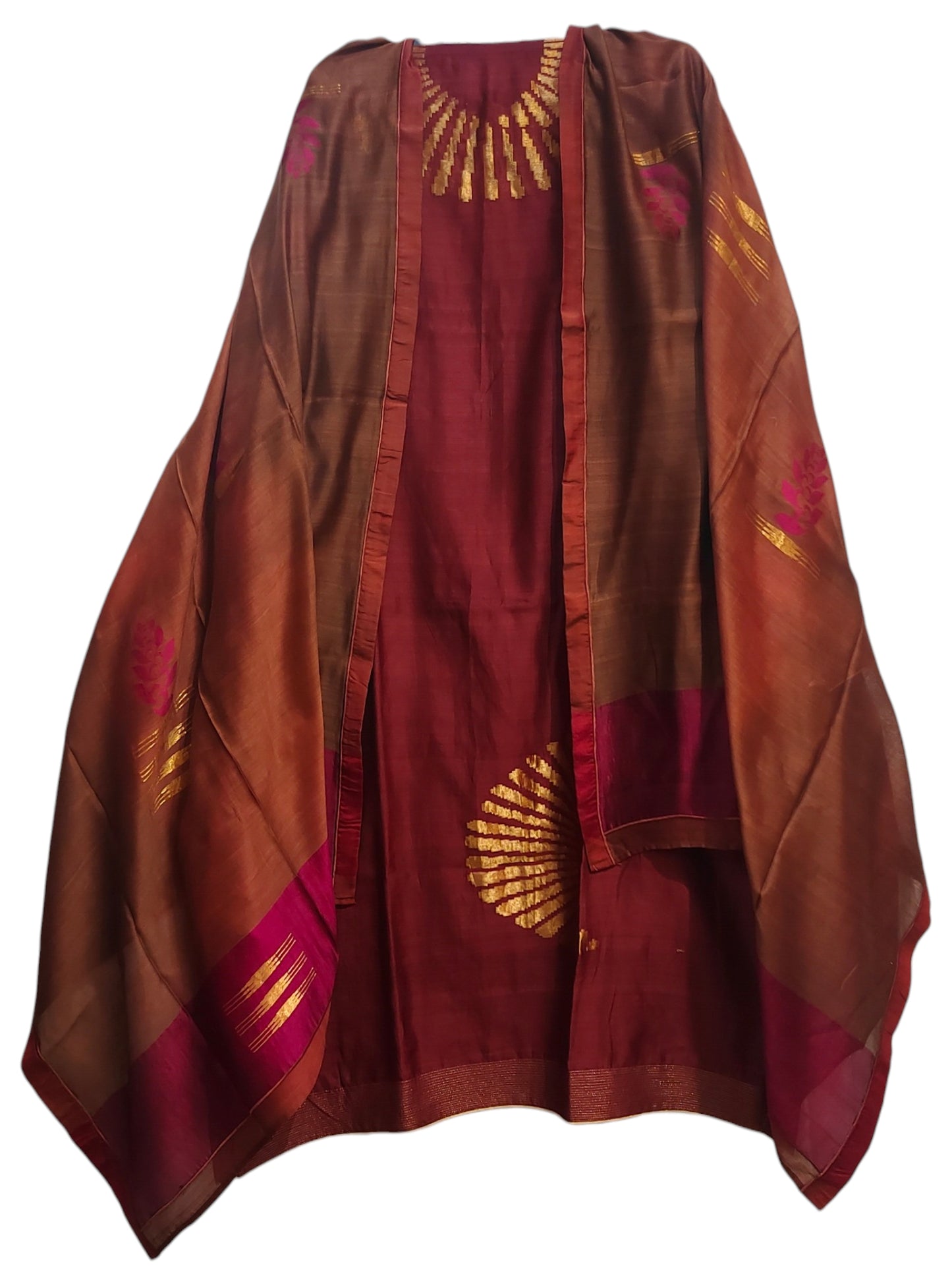 Semi Stitched Chanderi Formal Suitset