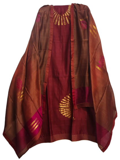 Semi Stitched Chanderi Formal Suitset