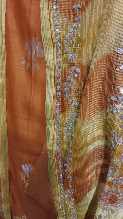 Semi Stitched Formal chanderi Suitset