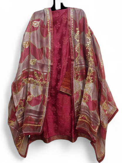 Semi Stitched Formal chanderi Suitset