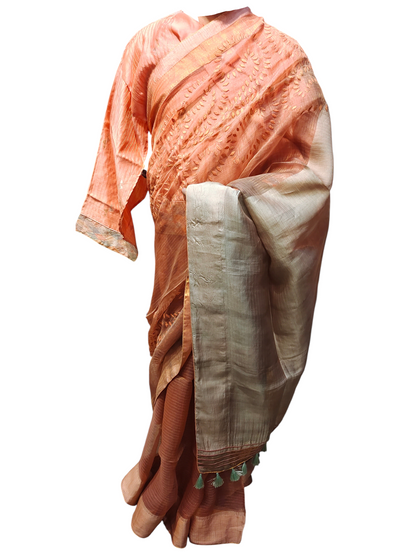 Formal Pure Silk Tissue Applique Saree