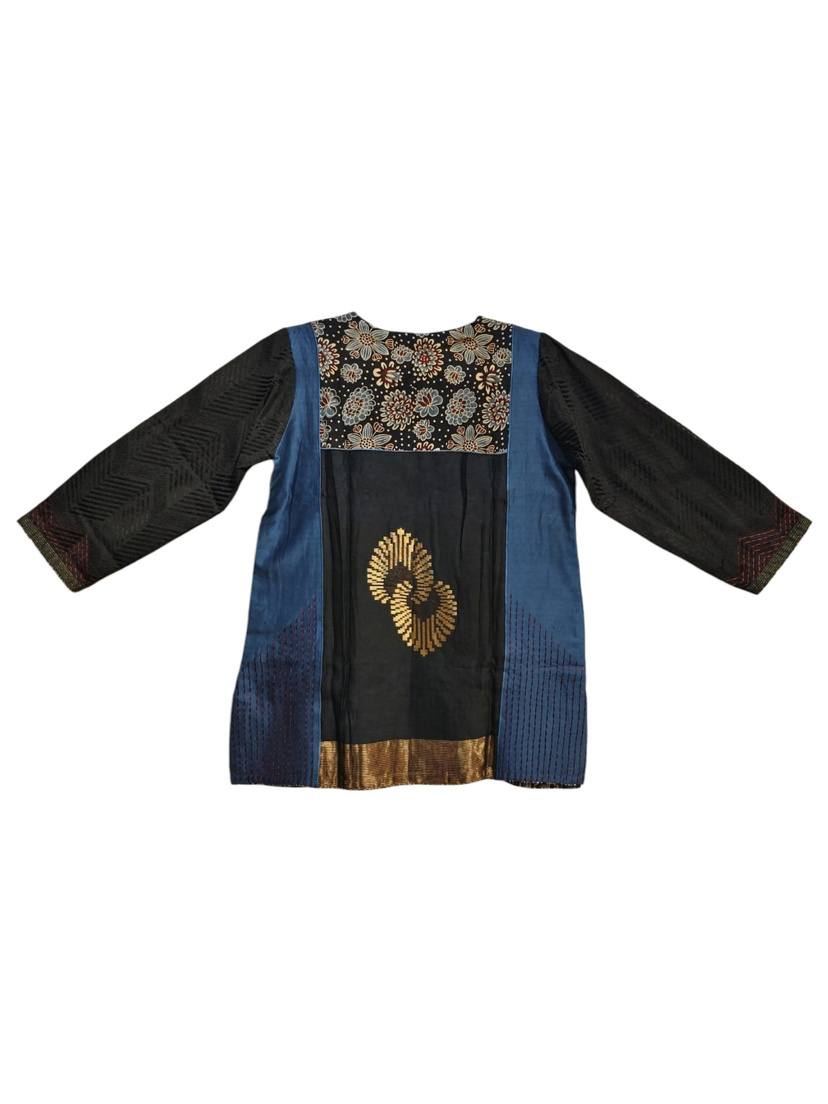 Semi Stitched Chanderi Ajrak Short Tunic