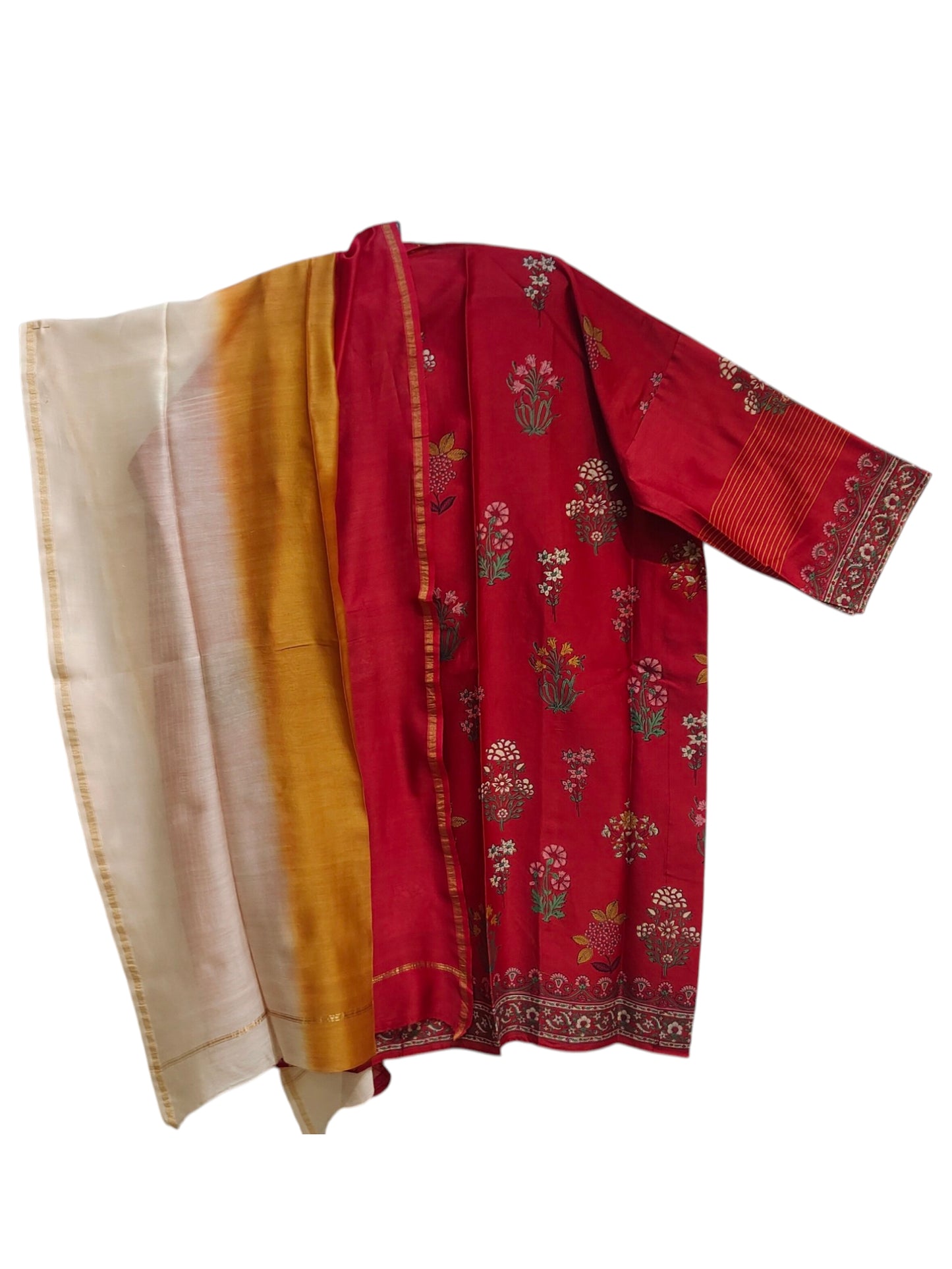 Semi Stitched Chanderi Casual suitset