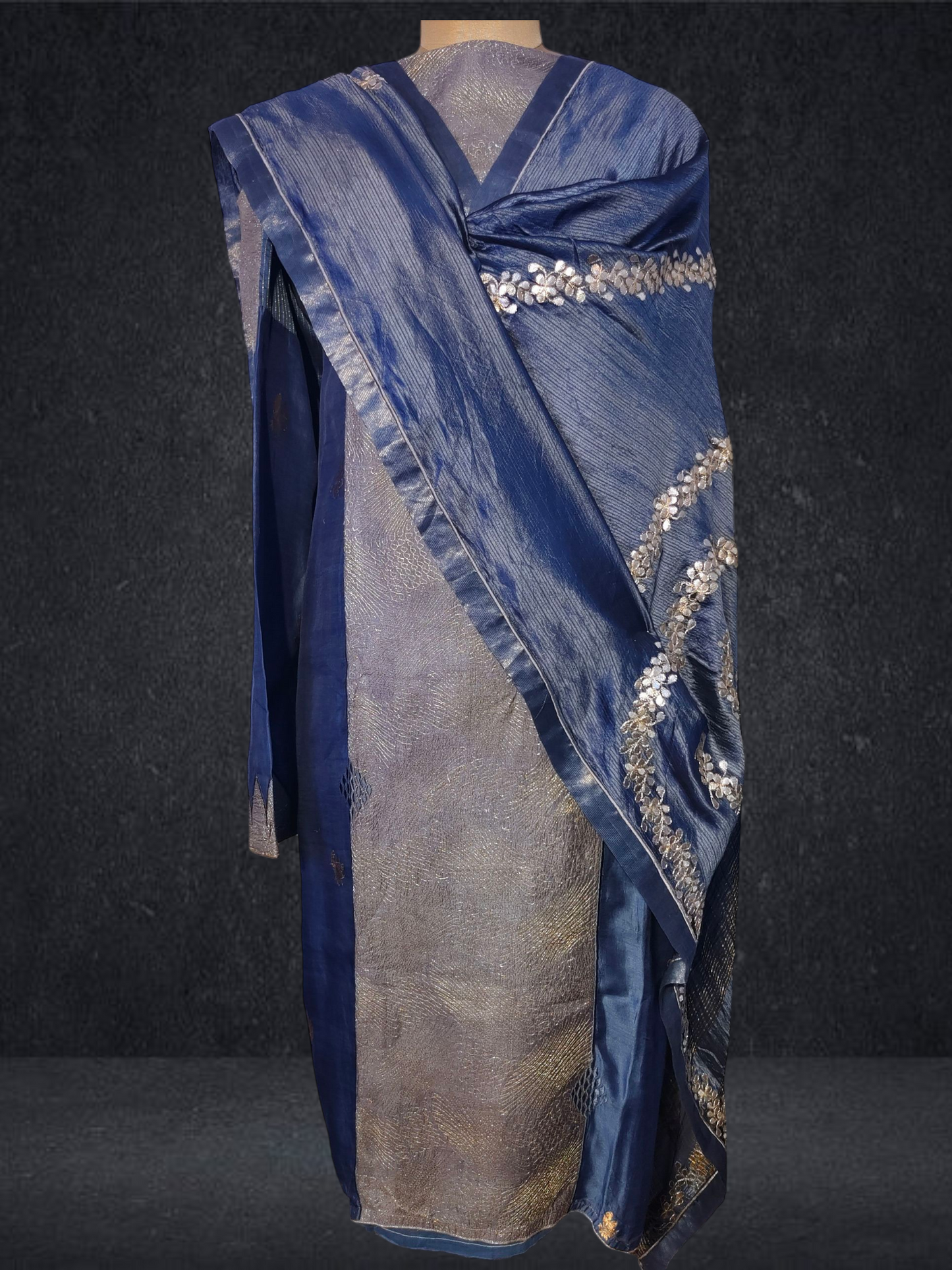 Semi Stitched Formal chanderi Suitset