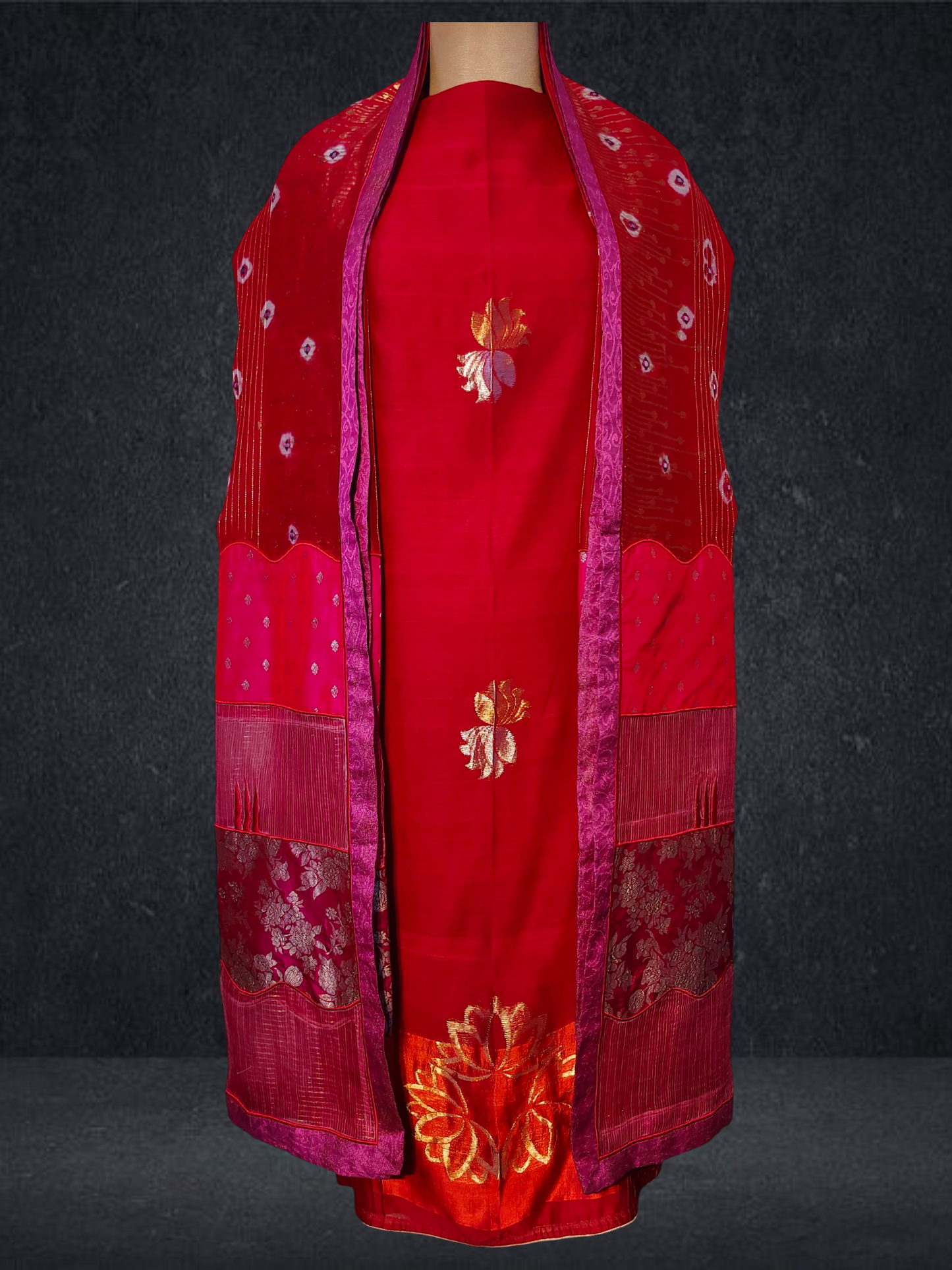 Semi Stitched Formal chanderi Suitset