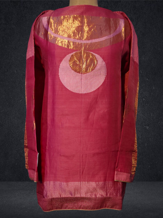 Semistitched Chanderi Zariwoven Short Tunic