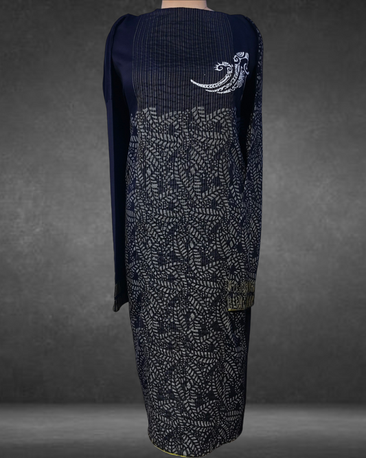 Semistitched Cotton Block Printed Kurta