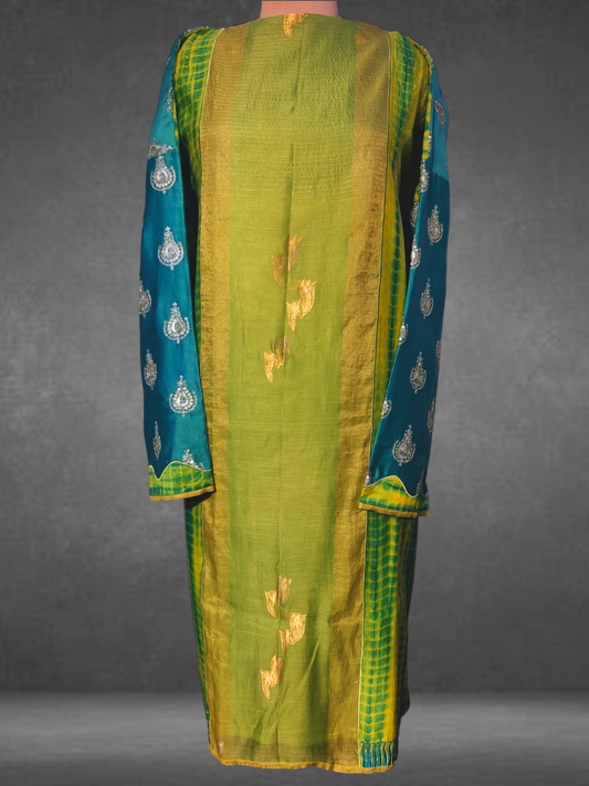 Semi Stitched Formal Chanderi kurta