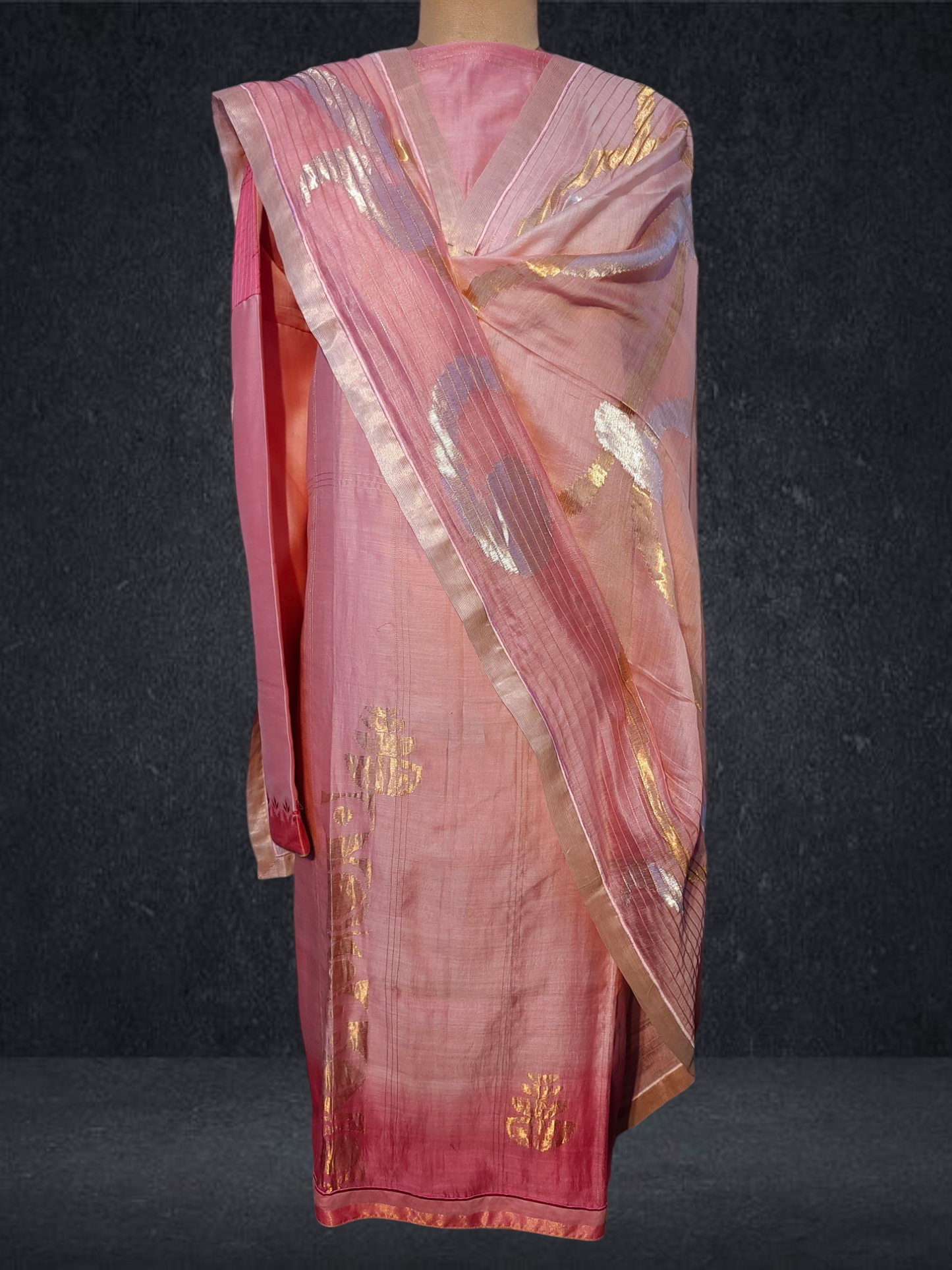 Semi Stitched Chanderi Formal Suitset