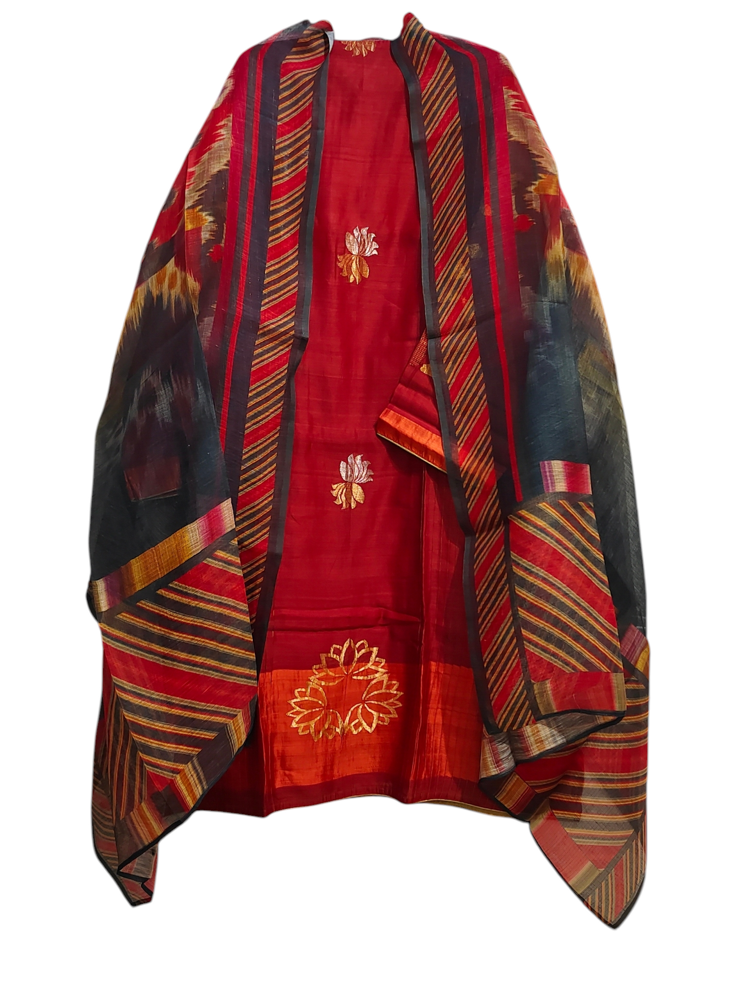 Semi Stitched Chanderi Casual Suitset