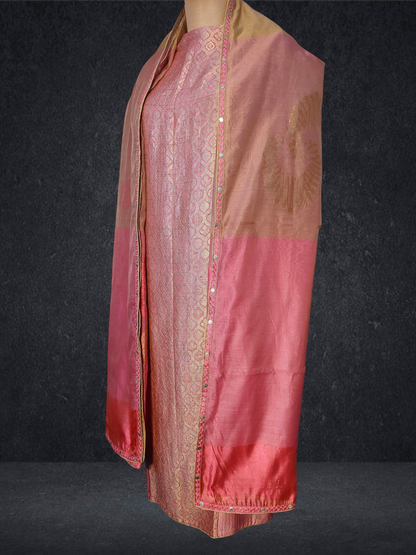 Semi Stitched Formal chanderi Suitset