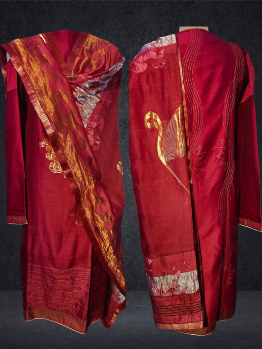 Semi Stitched Chanderi Formal Suitset
