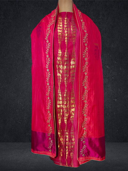 Semi Stitched Formal chanderi Suitset