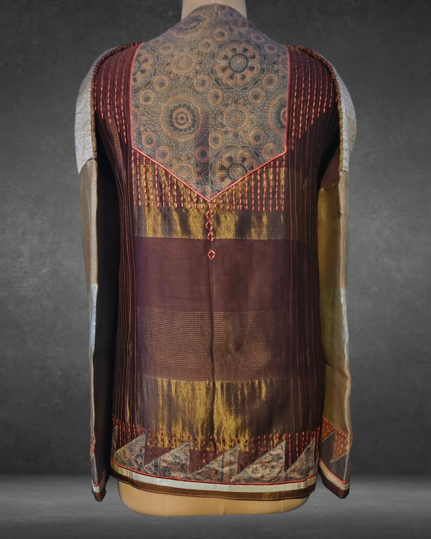 Semistitched Silk Ajrakh Short Tunic