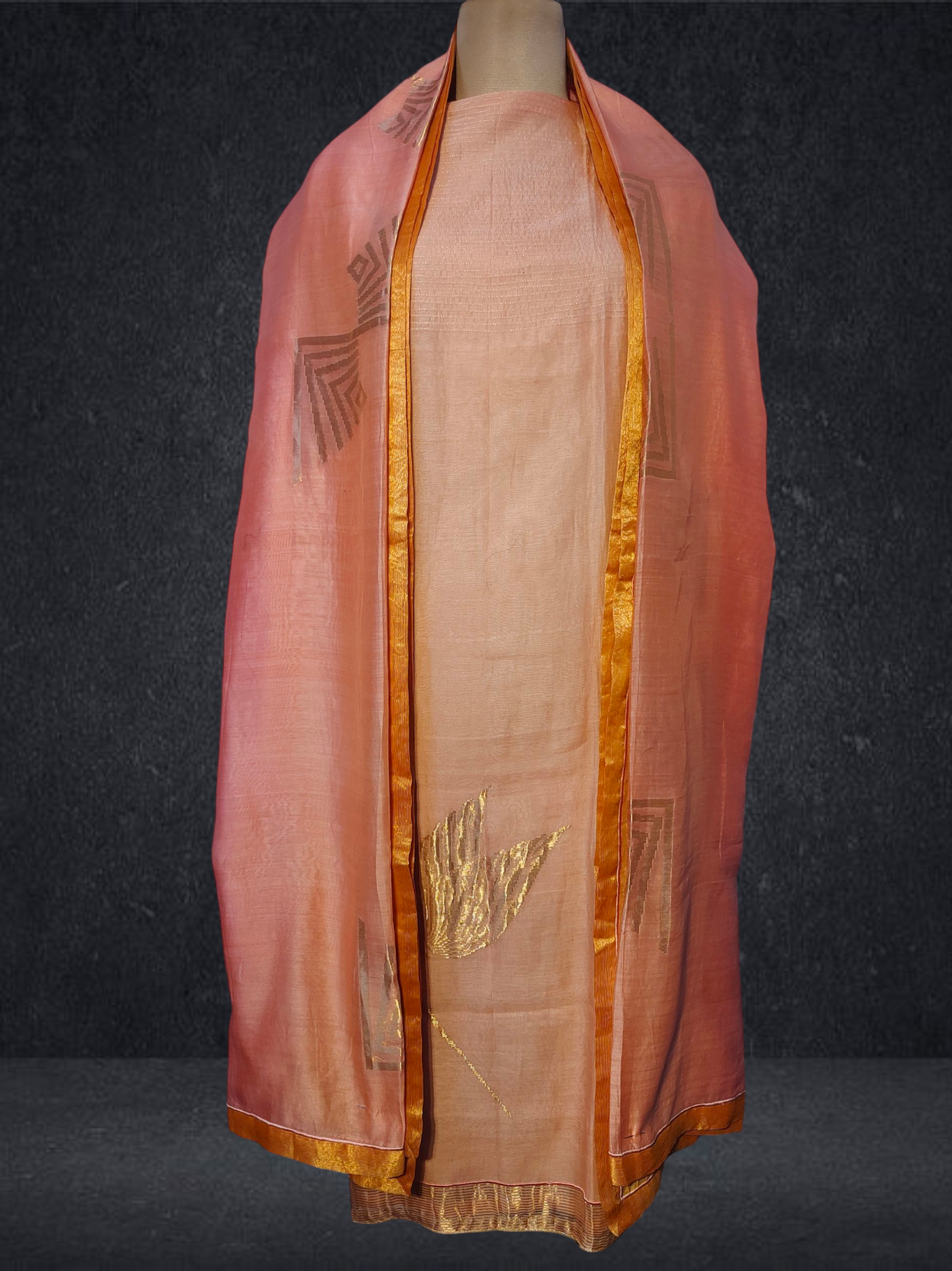 Semi Stitched Formal chanderi Suitset