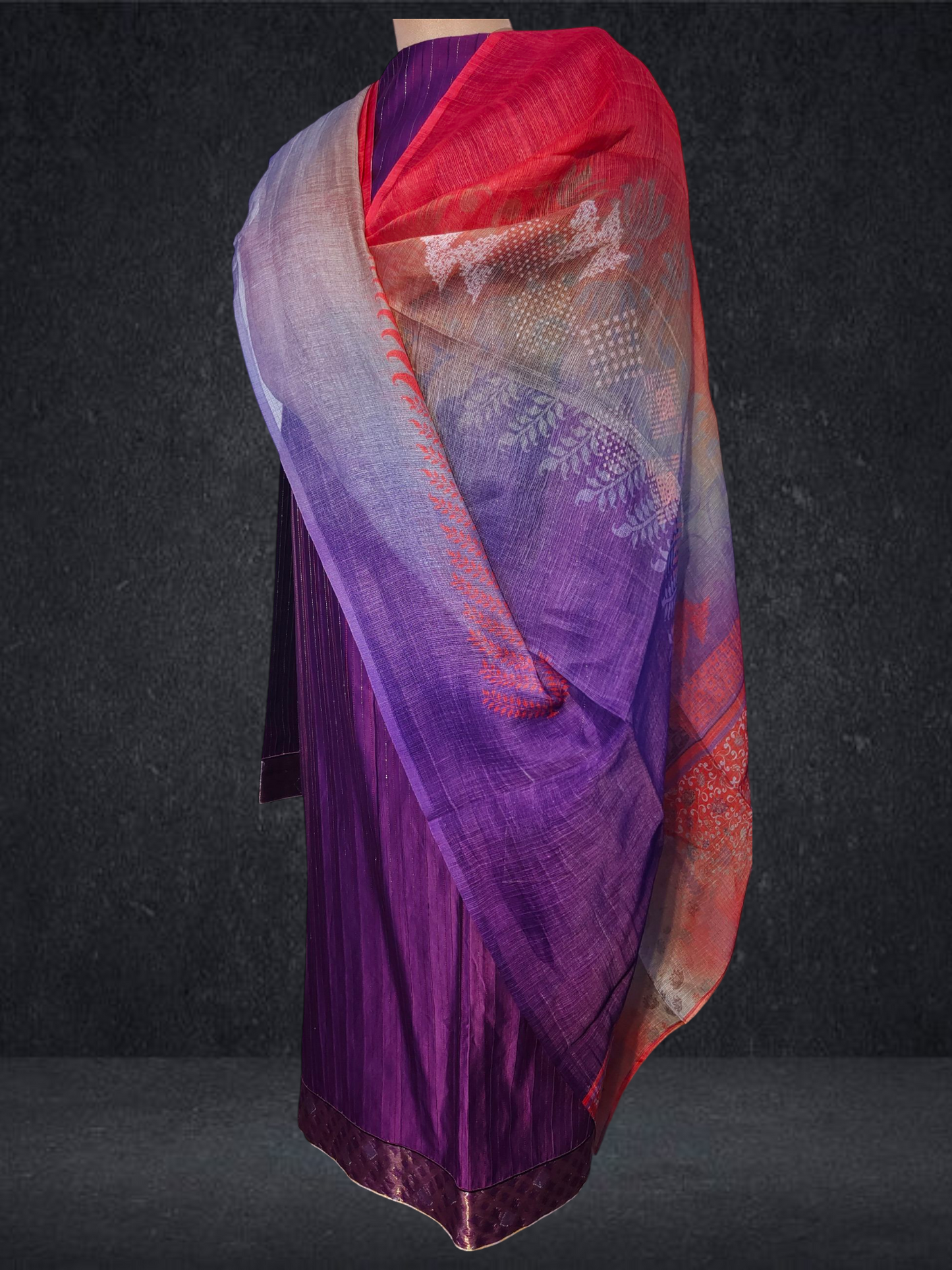 Semi Stitched chanderi Casual Suitset