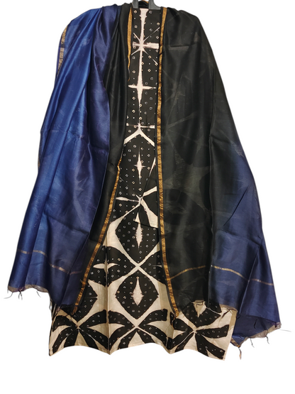 Semi Stitched Chanderi Casual Suitset