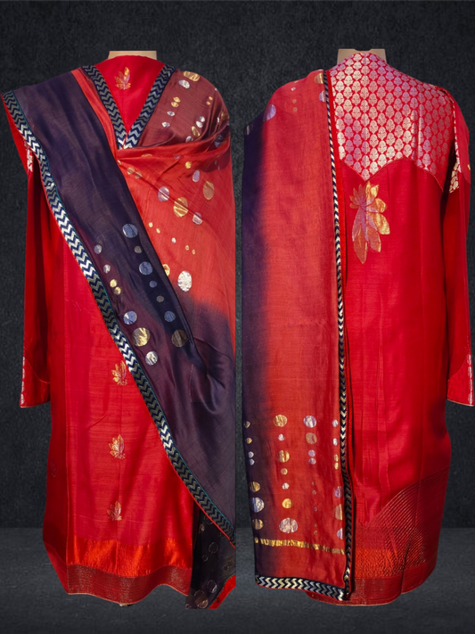Semi Stitched Formal chanderi Suitset