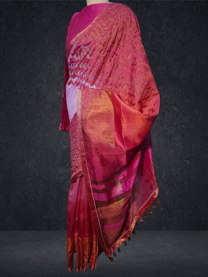 Formal Silk Katab Applique Saree