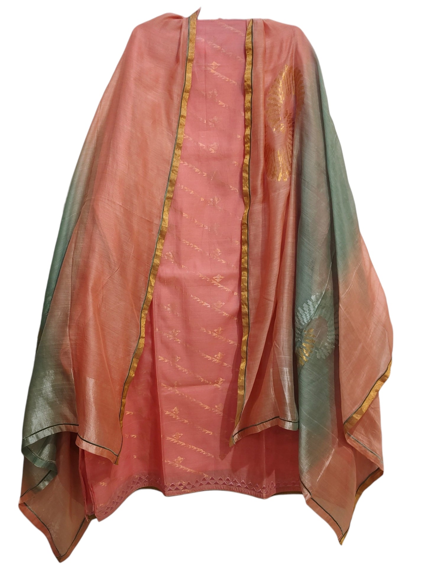 Semi Stitched Chanderi Formal Suitset