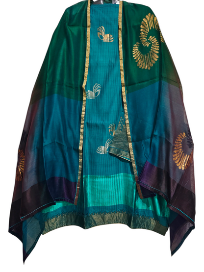 Semi Stitched Formal chanderi Suitset