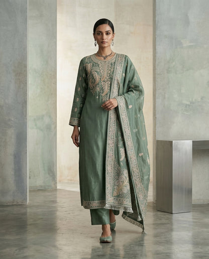 Customised Chanderi Embroidered set