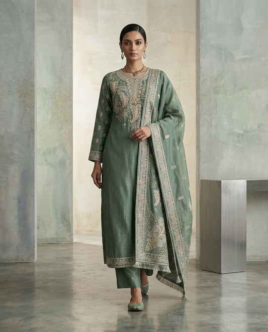 Customised Chanderi Embroidered set