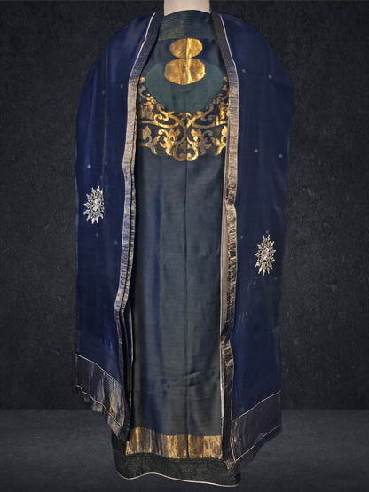 Semi Stitched Formal chanderi Suitset