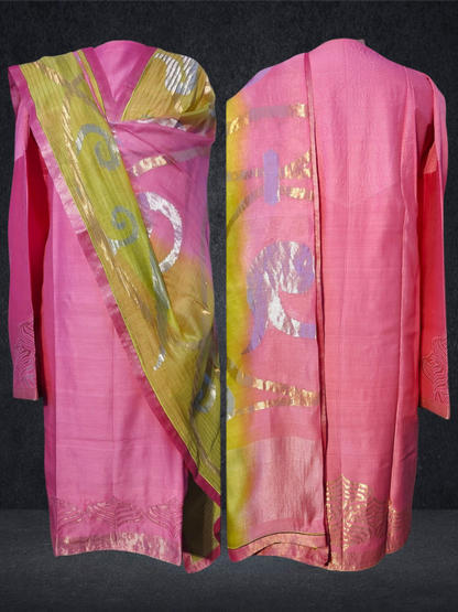 Semi Stitched Formal chanderi Suitset