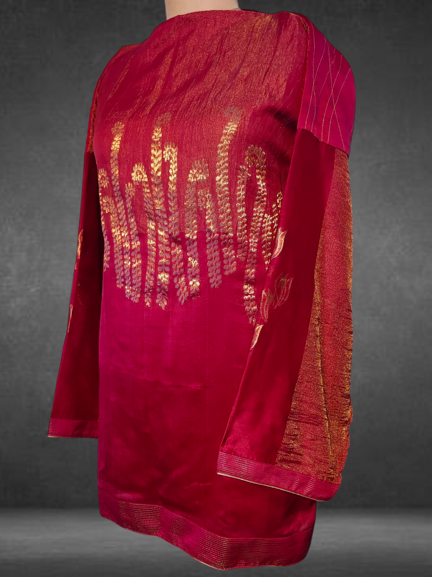 Semistitched Chanderi Zariwoven Short Tunic