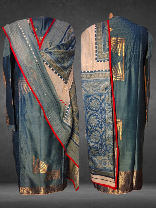 Semi Stitched Chanderi Formal Suitset