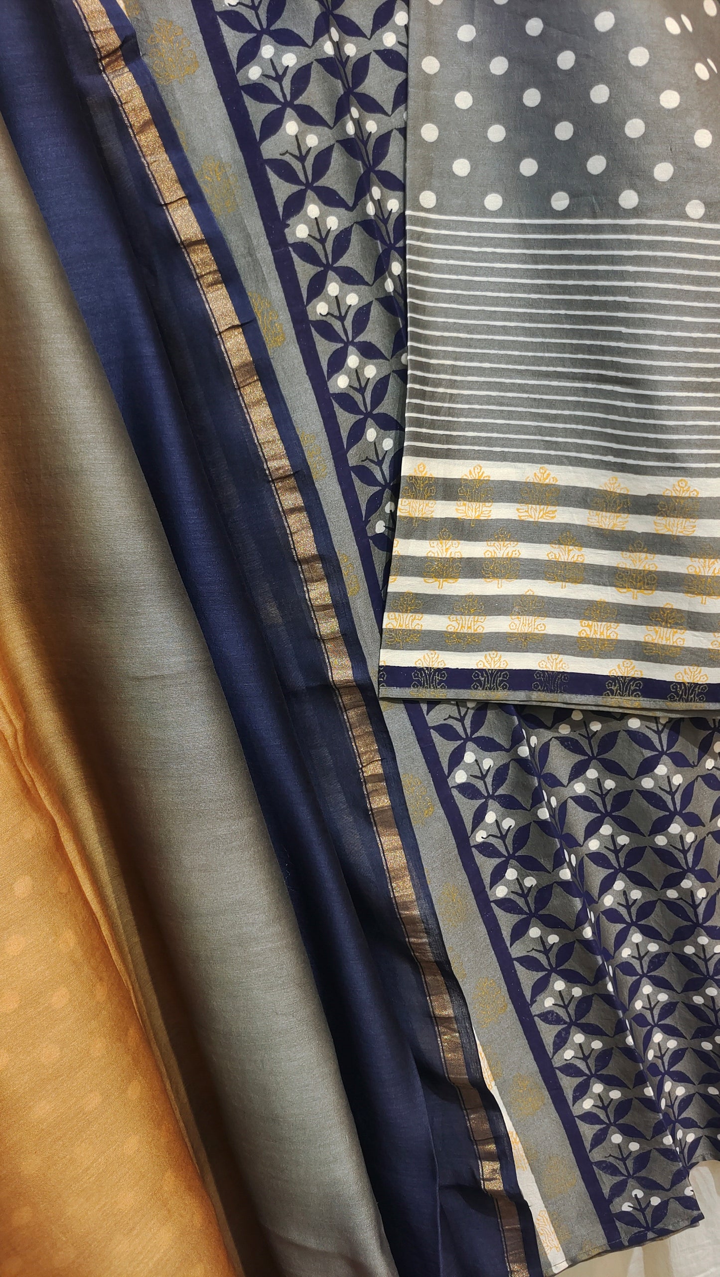 Semi Stitched Chanderi Casual suitset