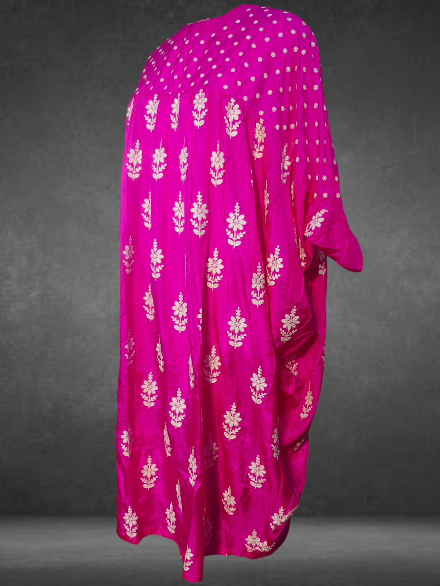 Stitched silk embroidered long dress