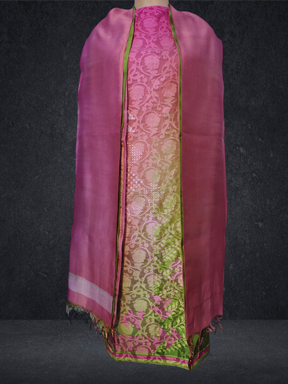 Semi Stitched Chanderi Casual Suitset
