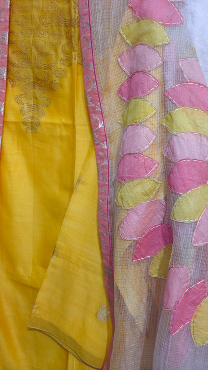 Semi Stitched Chanderi Formal Suitset
