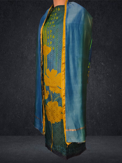 Semi Stitched Chanderi Casual Suitset