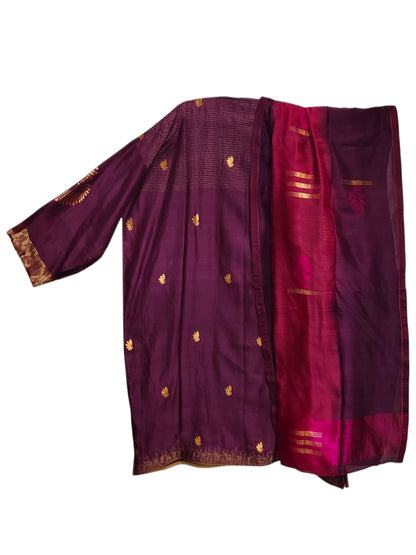 Semi Stitched Chanderi Formal Suitset