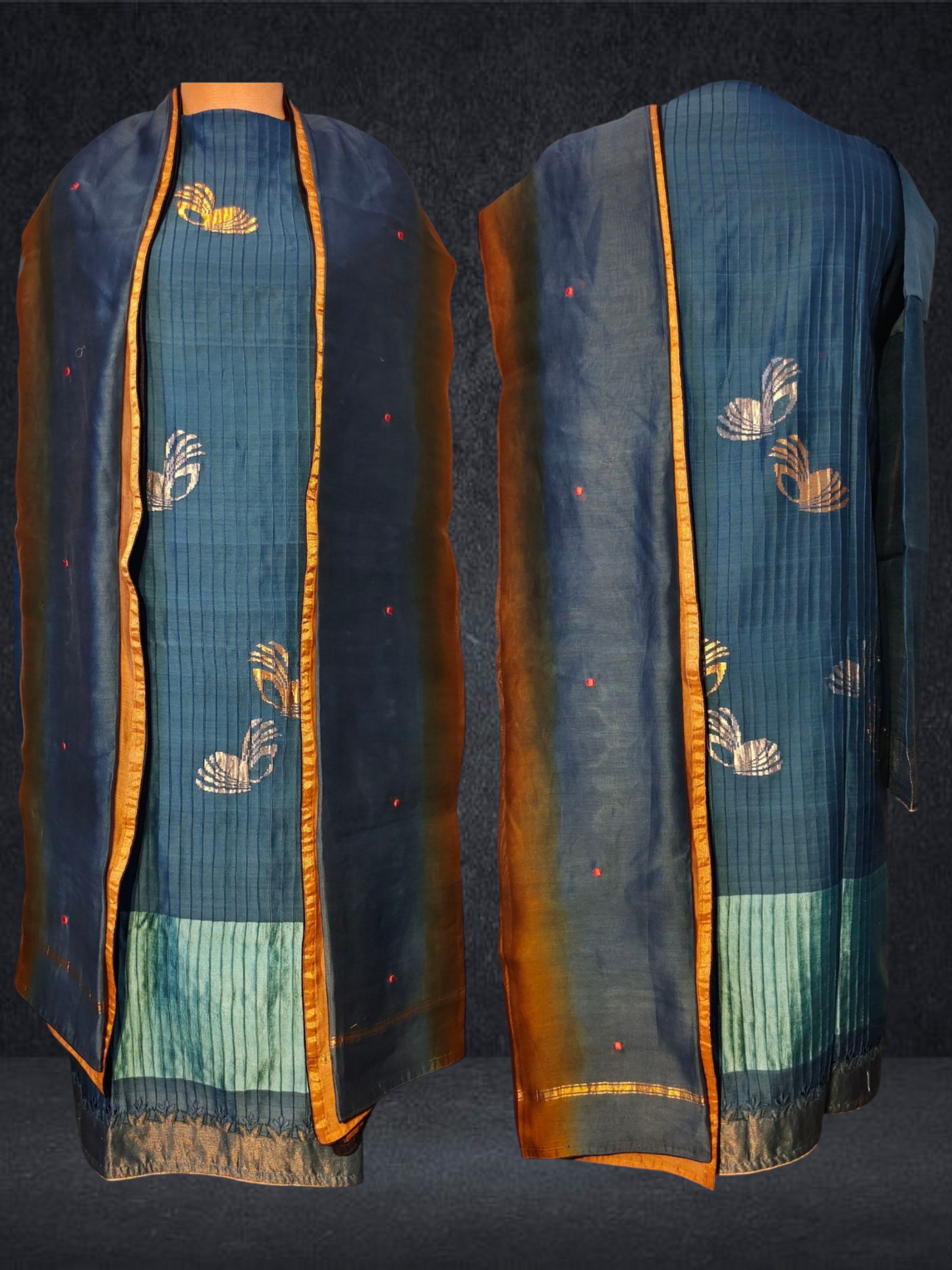 Semi Stitched Formal chanderi Suitset