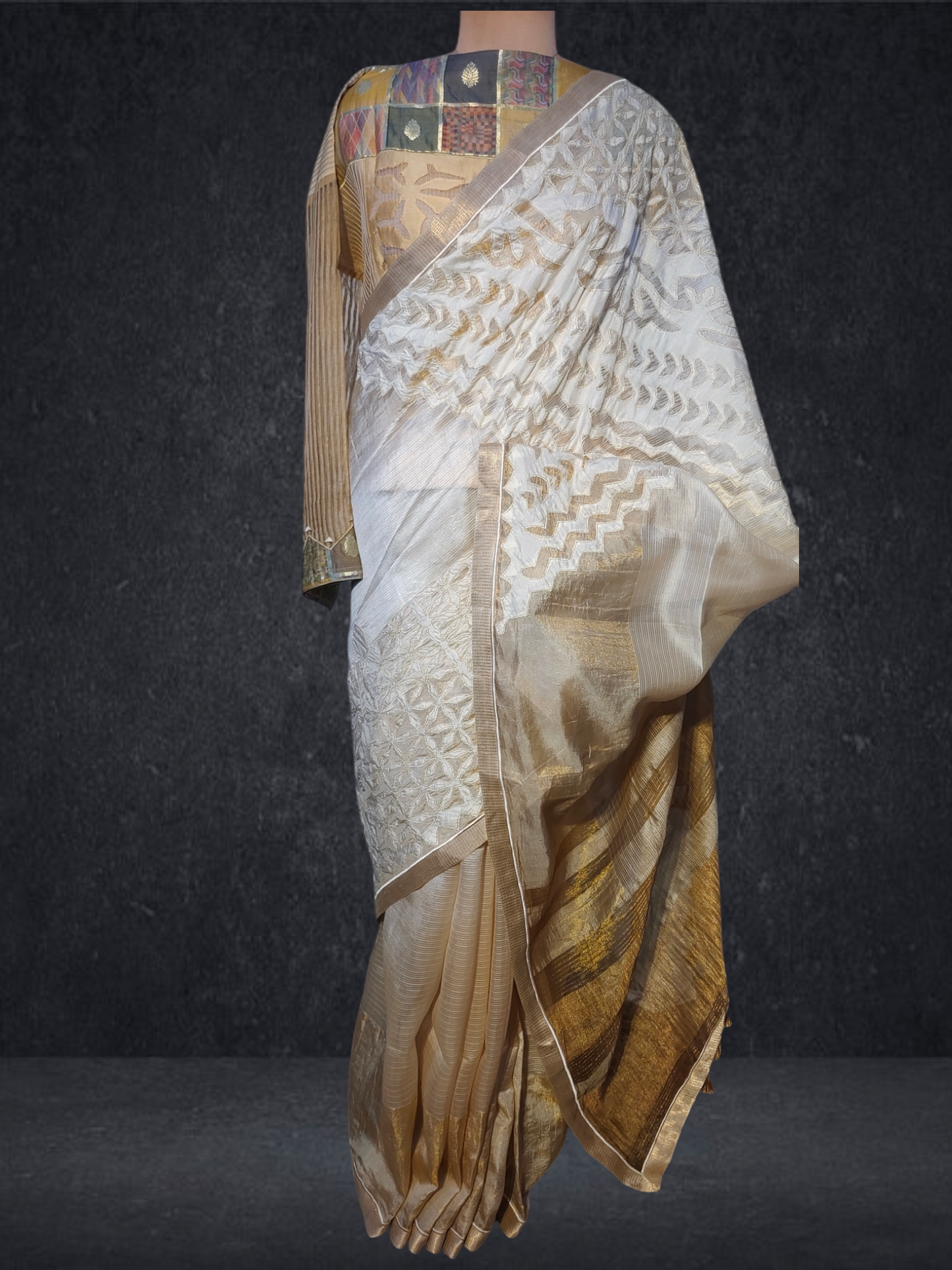 Formal Silk Katab Applique Saree