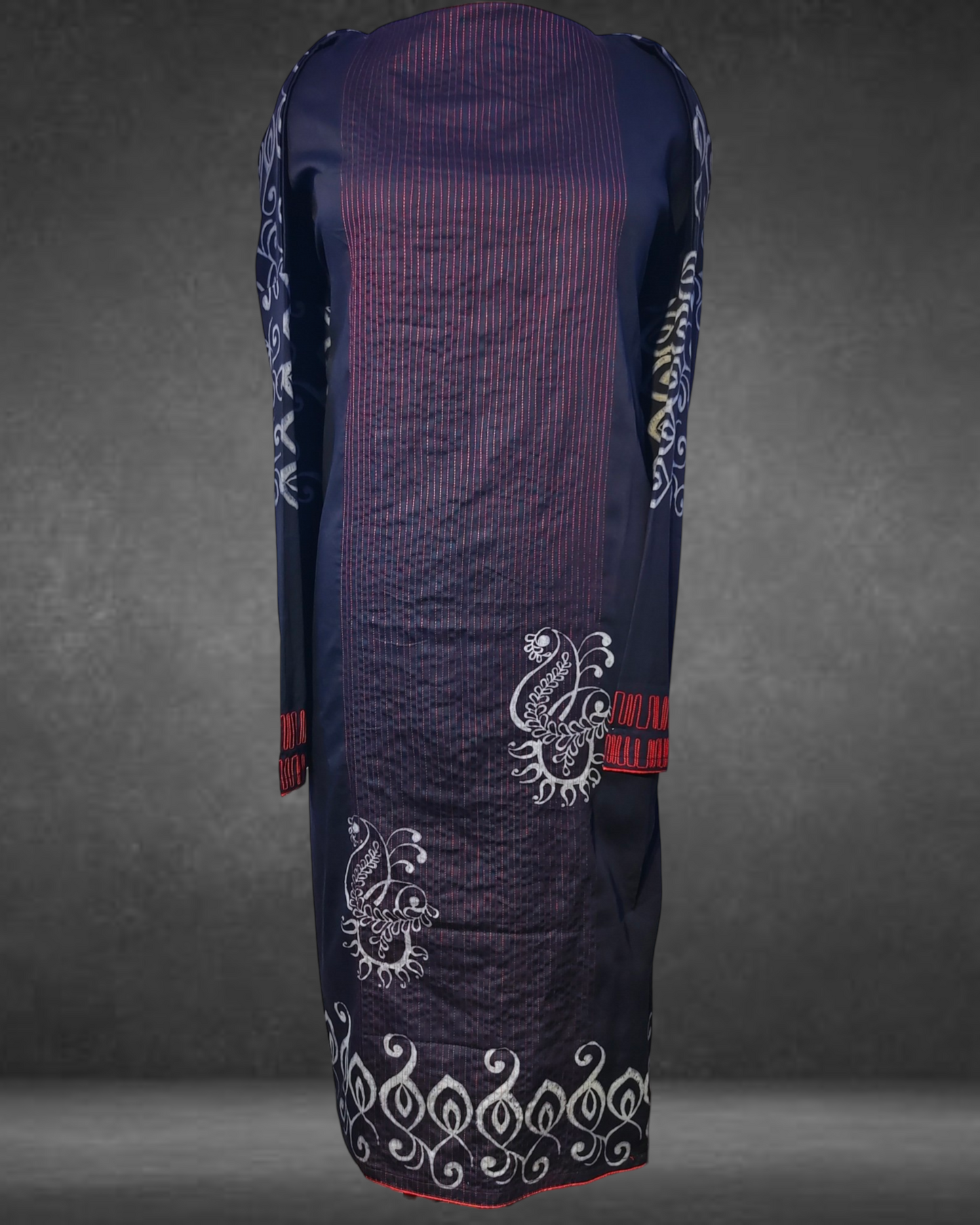 Semistitched Cotton Block Printed Kurta