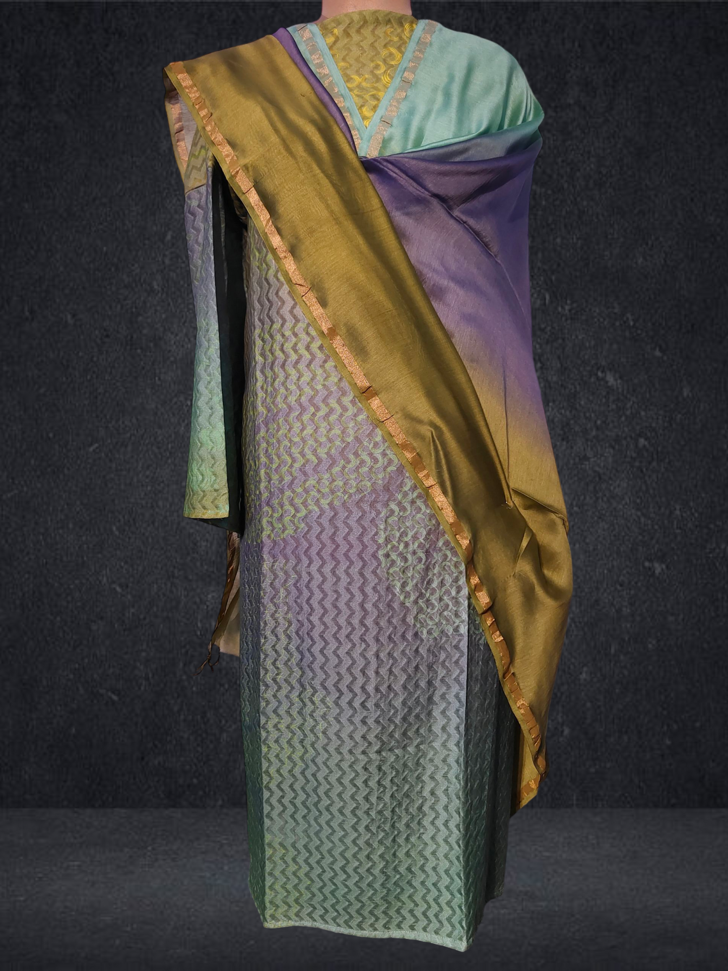 Semi Stitched Chanderi Casual Suitset