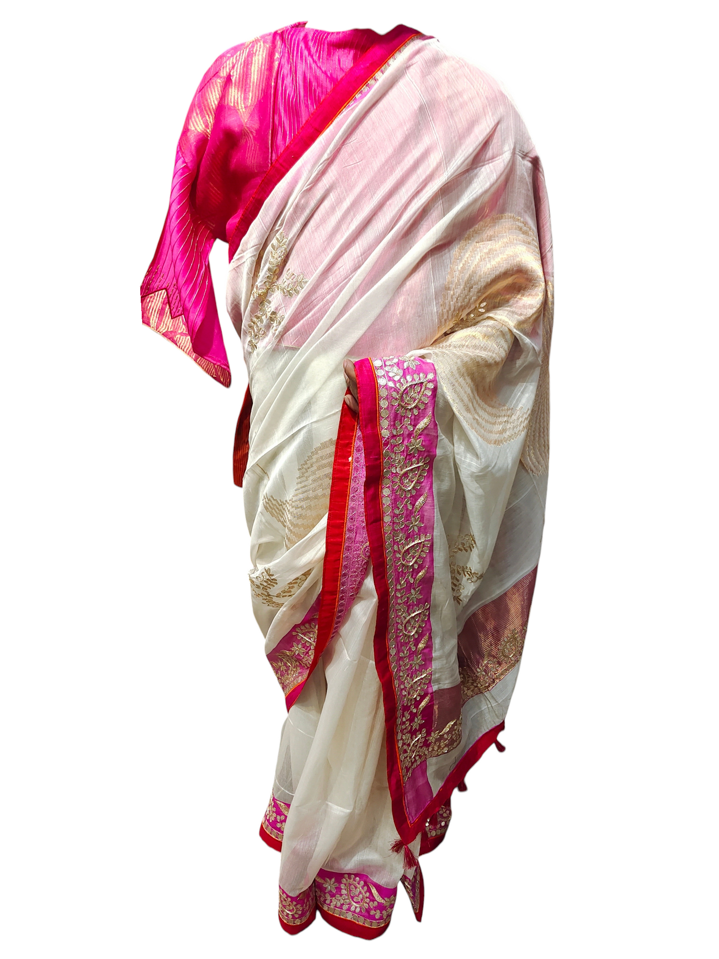 Formal Chanderi Zari Woven With Gota Saree