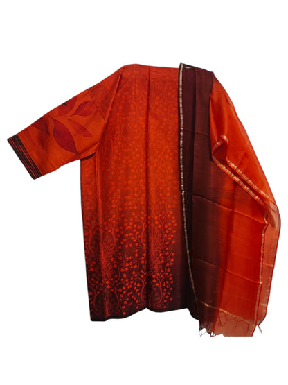 Semi Stitched Chanderi Casual suitset