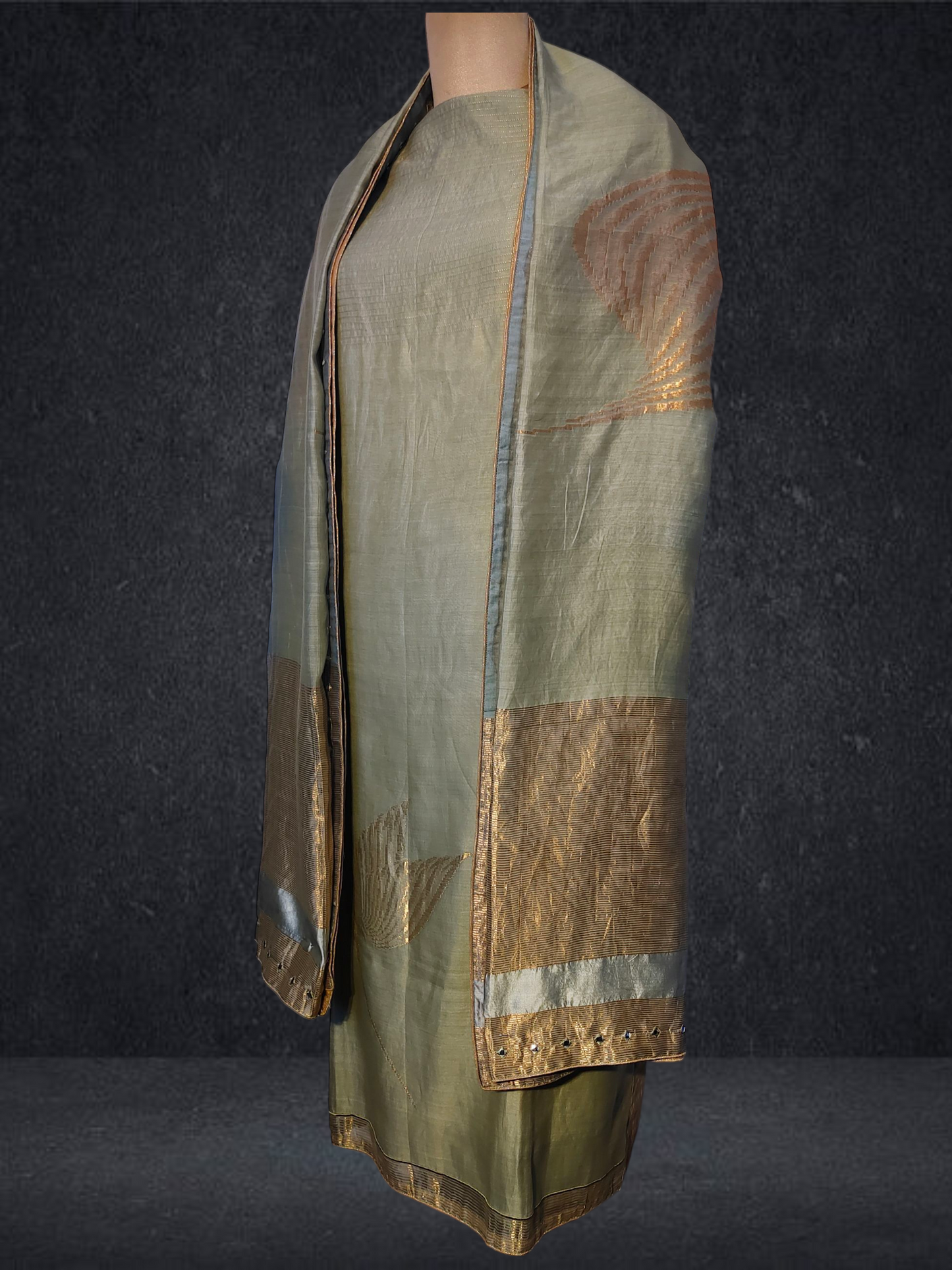 Semi Stitched Formal chanderi Suitset